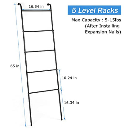 Blanket Ladder Black Towel Ladder for Bathroom Metal Blanket Rack for Living Room - color: Black