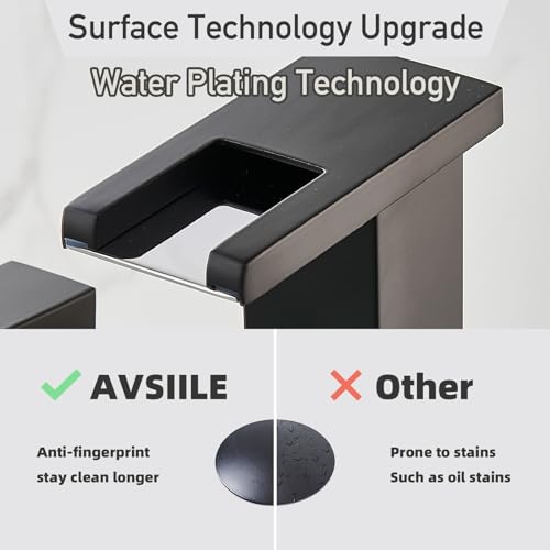 LED Bathroom Faucet 3 Hole, Matte Black Waterfall Bathroom Faucets, 8 Inch Widespread Modern Bathroom Sink Faucet & Parts, Wide Spread Touch On Three Hole 2 Handle Bathroom Vanity Faucet - color: Matte Black