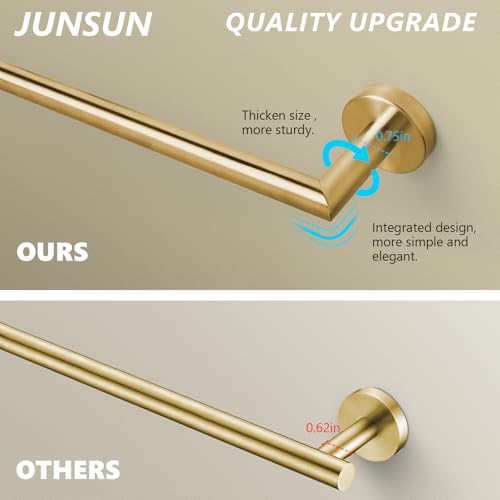 JunSun Towel Bar 30 Inch Bathroom Towel Rack Heavy Duty Bath Towel Holder Modern Towel Rod Brushed Brass Towel Hanger Bathroom Accessories Gold Towel Rail Stainless Steel Single Towel Bar Brushed Gold - color: Brushed Gold, size: 30 Inch