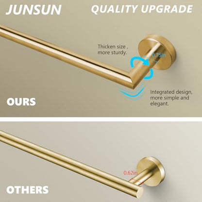 Bathroom Towel Bar 24 Inch Towel Rack Wall Mount Bath Towel Holder Modern Towel Rod Gold Bath Towel Hanger Stainless Steel Brushed Brass Bathroom Accessories Towel Rail Single Towel Bars Brushed Gold - color: Brushed Gold, size: 24 Inch