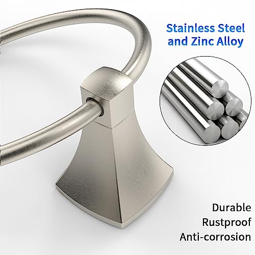 Hand Towel Holder for Bathroom Kitchen Brushed Nickel Towel Ring Towel Hanger Stainless Steel and Zinc Alloy Wall Mount - color: Brushed Nickel