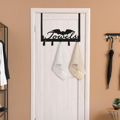 Kathfly Gothic Bat Over The Door Hooks Goth Towel Hooks Heavy Duty Hanging Towel Rack Over Door Hanger, 5 Coat Hanger for Bedroom Bathroom Kitchen Hat Coat Keychain - color: Black, style: Bat