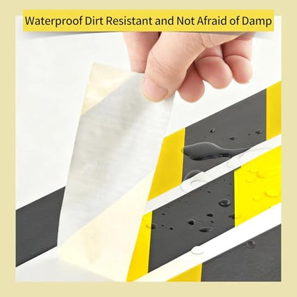 Black & Yellow Caution Tape Heavy Duty Floor Marking Tape 2In x 100Ft | High Adhesive Waterproof Wear Resistant for Stair Treads,Floor Danger Zone Construction and Industrial Safety