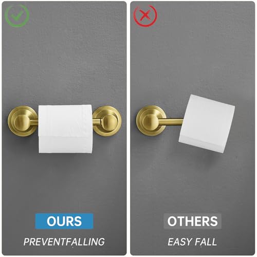 RUMOSE Pivoting Toilet Paper Holder and Hand Towel Ring, Brushed Gold | Wall Mount, Bathroom Hardware Accessories 2 PCS Set, Toilet Tissue Roll Holder & Towel Hanger, Rustproof, Stainless Steel - color: Brushed Gold