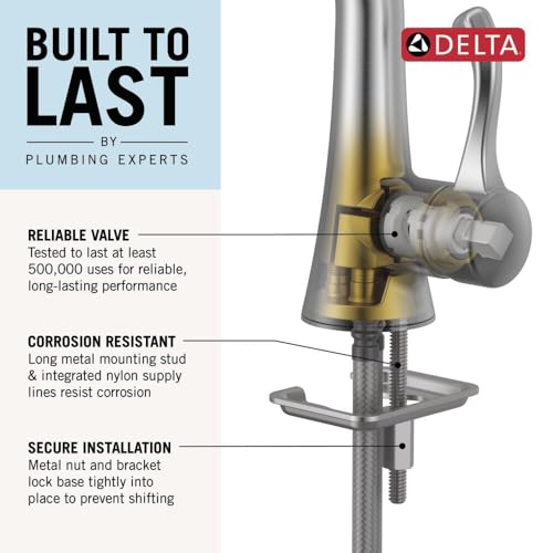 Delta Albion Matte Black Bathroom Faucet 1 Hole, Single Hole Bathroom Sink Faucet for Vanity, Metal Push-Pop Drain Assembly, Matte Black 15855LF-BL - color: Matte Black