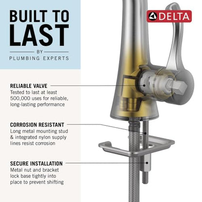 Delta Albion Matte Black Bathroom Faucet 1 Hole, Single Hole Bathroom Sink Faucet for Vanity, Metal Push-Pop Drain Assembly, Matte Black 15855LF-BL - color: Matte Black