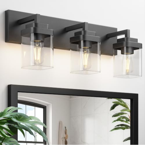 Bathroom Vanity Light, 3 Lights Morden Bathroom Lighting Fixtures Over Mirror, Black Bathroom Light Fixtures for Bathroom - color: Black-Stepped, size: 3 Light