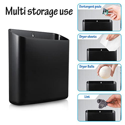 Picowe Magnetic Laundry Storage, Large Lint Holder Bin for Laundry Room, Space-Saving Trash Container Hanging on Dryer, Washer or Wall Mount Trash Bin (Black) - size: L - Black