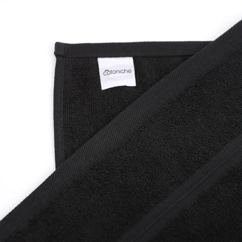 Fluffy & Super Soft Washcloths Set of 4 (12" x 12") - Hotel Quality - Perfect as, Hotel Towels, Face Washcloths, Face Wash Cloths -%100 Cotton - Black - color: Black