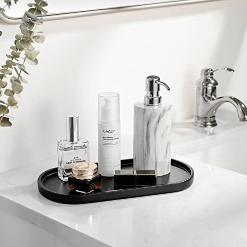 Luxspire 11.4" Oval Bathroom Tray for Countertop Organizer, Matte Black | M, non-slip waterproof resin, easy wipe clean, fits bath kitchen vanity, holds jewelry toiletries soap - color: Matte Black, style: Medium