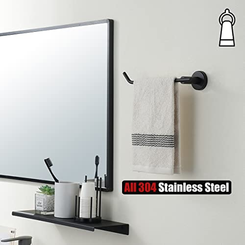 JQK Black Hand Towel Bar, Stainless Steel Towel Ring for Bathroom, 9 Inch Necklace Holder Matte Black Wall Mount Left Hand, TR101-PB - color: Black, size: 9 Inch (Left)