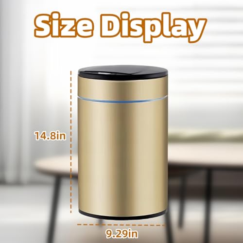 Smart Trash Can, Sensor Opening and Closing (1, Gold) | Automatic Trash Can for Living Room, Bedroom, Kitchen and Bathroom - color: Gold