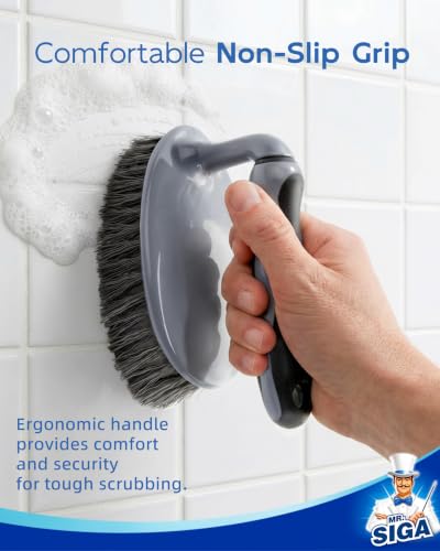 MR.SIGA Heavy Duty Scrub Brush with Comfortable Grip for Bathroom Shower | Strong bristles with effective scrubbing power, ideal for kitchen, bathroom, shower and everyday household cleaning.