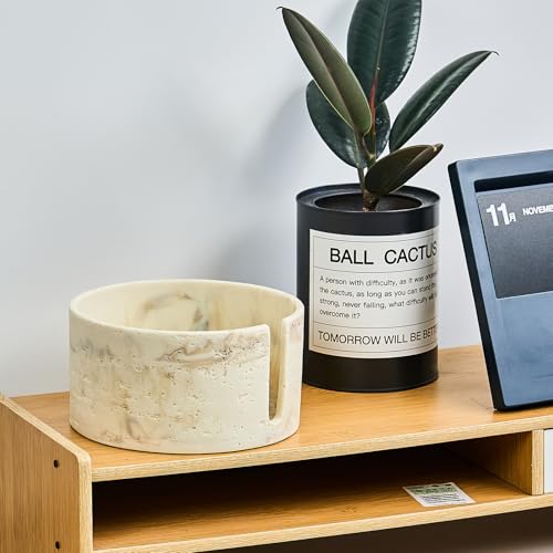 Natural Travertine Textures Toilet Paper Holder Stand for Bathroom Countertop or Floating Shelves,Toilet Top Decorative Roll Organizer Mega Roll 5.5 Inches or Less, Free Standing Mega Roll Storage