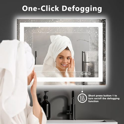 DUMOS 20"x28"1 Smart Anti-Fog LED Bathroom Mirror with Front Light & Backlit, 3 Color Temperatures, Dimmable, Memory Function, Rectangle Modern Vanity Mirror