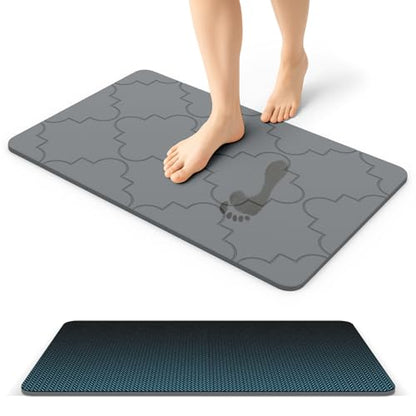 ArtyCozy Extra Large Stone Bath Mat Non-Slip Base, 31.5" × 19.7", Dark Grey | Super Absorbent Quick Drying Diatomaceous Earth Mat for Bathroom, Easy to Store, Easy to Clean - size: 31.5" x 19.7" (Rectangular)