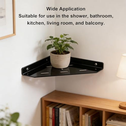 AYNEFY Shower Corner Shelf, Matte Modern Sturdy Coner Floating Acrylic Mount Sheves Rustproof Wall Mounted Accessories for Bathroom Kitchen Smooth Organizers and Storage