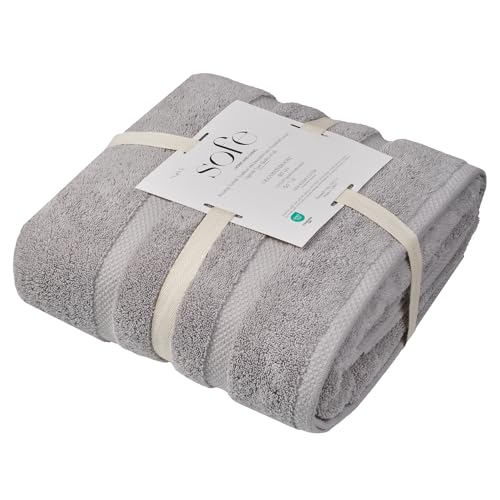 SOFE H&L | Olea Luxury Turkish Cotton Bath Towel Set of 1 : 1 Jumbo Bath Towel Cool Gray | Premium, Soft, Durable, Absorbent | XL Bath Towels Oversized - color: Cool Gray, size: Set of 1 (1 Jumbo Bath Towel)