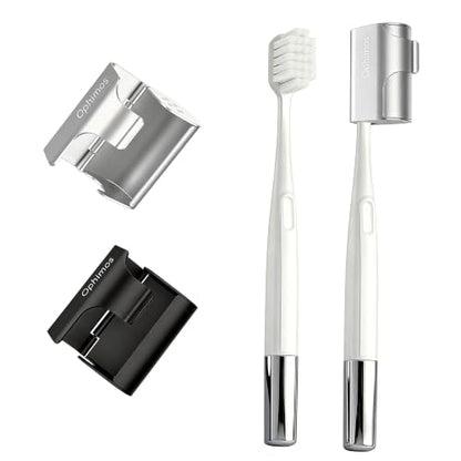Aluminum Toothbrush Cover Cap with 2 Manual Soft Bristle Toothbrushes | Travel Toothbrush Case Long-lasting Toothbrush Head Caps for Most Electric/Manual Brushes (Fresh & Clean Toothbrush,2 Count) - color: Fresh & Clean Toothbrush, size: 2 Count