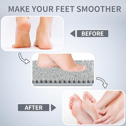 Yolife Shower Foot Scrubber Mat, Anti-Slip Bath Mat with Scrub Bristles, Soft Shower Foot Massager with Strong Suction Cups for Soothe Achy Feet, 25.6" x 13.4" - color: Light Grey, size: 25.6" x 13.4" (Rectangular)