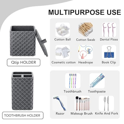 Bathroom Accessories Set Resin 6PCS, Square Toothbrush Holders Set Complete with Soap Dispenser, Vanity Tray, Tumbler, Cups and Cotton Swab Jars (Gray Diamond, Resin Bath 6 PCS) - color: Gray Diamond