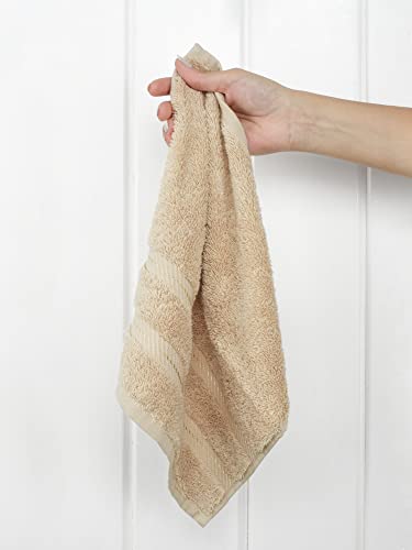 American Soft Linen 100% Cotton Luxury Turkish Towels, 4 PC Washcloth Set | Soft Absorbent Quick Dry OEKO Tex Standard 100 Certificated Durable Machine Washable Premium Hotel Quality - color: Beige, size: 13"x13"