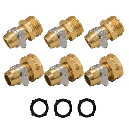 Hourleey Garden Hose Repair Connector with Clamps, Fit for 3/4" or 5/8" Garden Hose Fitting, Male and Female Hose Adapter Water Hose Repair Kit, 3 Set - size: 3-Set