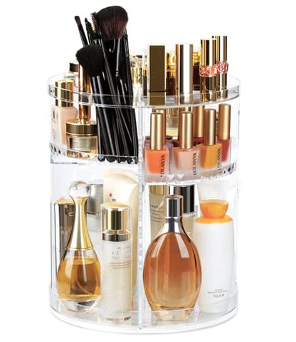 AMEITECH Rotating Makeup Organizer, 360 Spinning Skincare Organizers, 8 Adjustable Layer Cosmetic Storage Case with Brush Holder Perfume Tray for Vanity Bathroom Countertop - Large - style: 8 Layers with brush holder