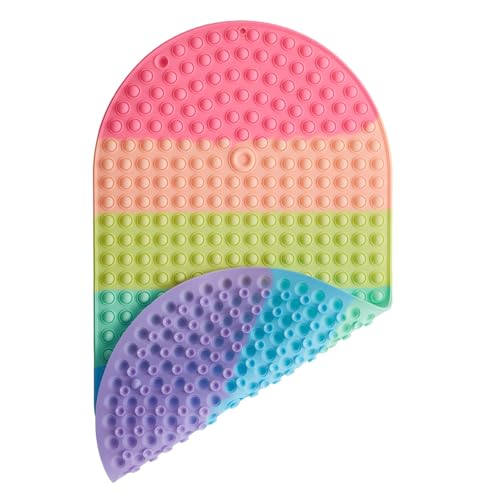 Pop It Bath Mat for Kids – Silicone Push Pop Sensory Toy, CPC Certified Non-Slip Rainbow Bathtub Mat with Suction Cups, Calming Stress Relief for Toddlers (27"x15") - color: 27x15"-rainbow