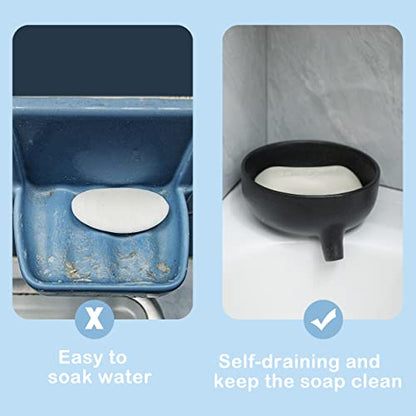 Self Draining Soap Dish, Ceramic Soap Dish with Drain for Bathroom Shower, Kitchen Sponge Holder Dish Sponge Holder for Kitchen Sink Ceramic Soap Holder Case Tray…