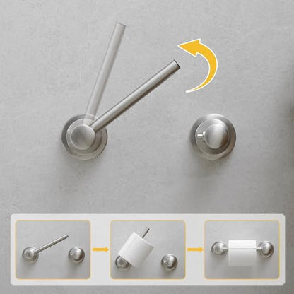 Bathroom Toilet Paper Holder Wall Mount Tissue Holder Brushed Nickel | Rustproof Toilet Tissue Roll Holder, Flexible Double Post Pivoting Handle, Bathroom Accessories SUS304 Stainless Steel - color: Brushed Nickel