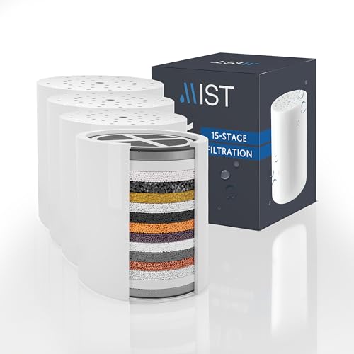 Mist - 15 Stage Filtered Shower Head Replacement Cartridge, Universally Compatible With Any Similar Design, Shower Water Softener with High Output, Long Lasting-Shower Filter For Hard Water (4 pack) - style: Replacement Filter, 4 pack