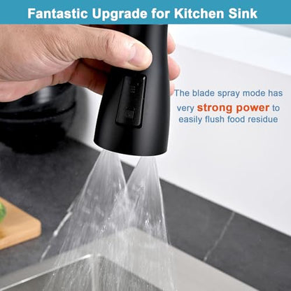 Stainless Steel Kitchen Faucet Head Replacement Matte Black 3-Function Kitchen Sink Sprayer replacement for Most Pull-out Kitchen Faucet, High Pressure Sink Spray Head with 9 Adapters & Faucet Aerator - color: ‎Matte Black