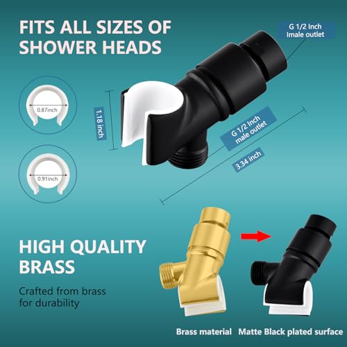 Brass Handheld Shower Head Holder - Adjustable Shower Rod Holder with Brass Pivot Ball - Matte Black - color: Handheld-Matte Black