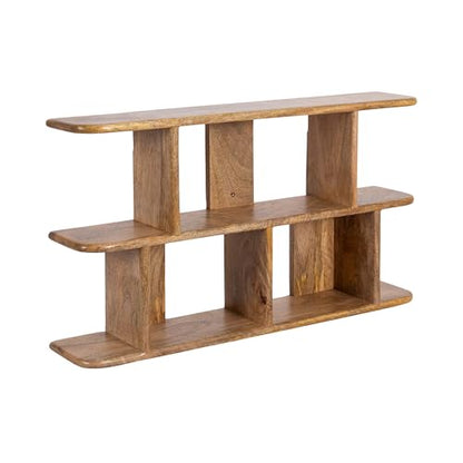 Kate and Laurel Madero Transitional Solid Wood Wall Shelf; 30 x 6 x 17; Natural Wood; Modern Small Ladder Shelf for Use as Living Room Display Shelf or Over Toilet Storage Shelf - color: Natural