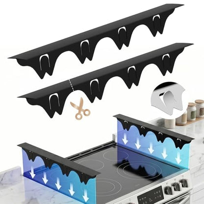 Silicone Stove Gap Covers with Stainless Steel, Oven Gap Filler Seals Gaps Between Stovetop and Counter, Stove Gap Guards Range Trim Kit, Easy to Clean Stove Gap Guard (Black 2 Pack,21") - color: Black, size: 21 inches
