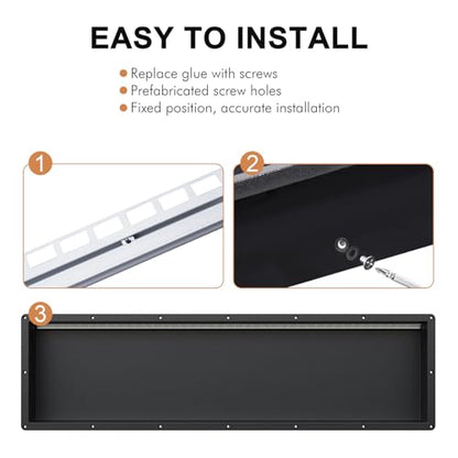 LED Shower Niche Insert Tile Ready, 14"X50" Niche for Shower Wall | Waterproof Recessed Shower Niche, Bathroom Wall Niche No Tile Needed, Wall Shelf with Removable Light Can DIY, Black
