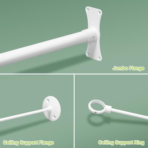 Naiture Neo-Angle Shower Curtain Rod, 25" X 37" X 25", Matte White | Aluminum, Includes 36" Ceiling Support and Mounting Hardware, Cut to Fit, Permanent Wall Mount, Rustproof - color: Matte White, size: 25" X 37" X 25"