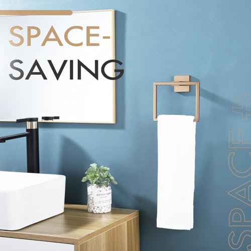 KOKOSIRI Towel Ring Holder Bathroom Lavatory Hand Towel Rack Wall Mount Bathroom Hardware Champagne Bronze Stainless Steel, B3004CPG - color: Champagne Bronze, size: 1 Pack