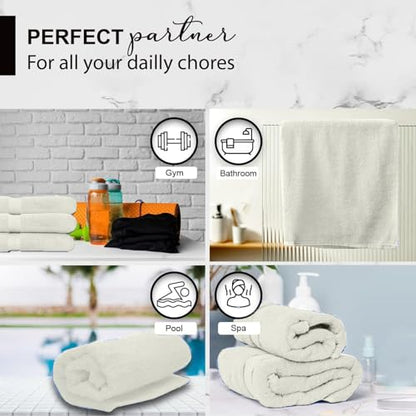 KAHAF COLLECTION 100% Cotton Bath Towels, 24x48 Pack of 6 Towels, Quick Dry, Highly Absorbent, Soft Feel Towel, Gym, Spa, Bathroom, Shower, Pool, Luxury Soft Towels (Cream, 24x48-6 Pack) - color: Cream, size: 24x48 - 6 PACK