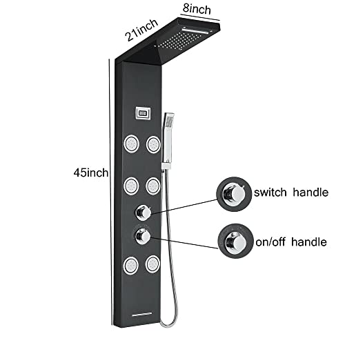Stainless Steel Shower Panel Tower Rain Waterfall Massage Body Jet System Spray