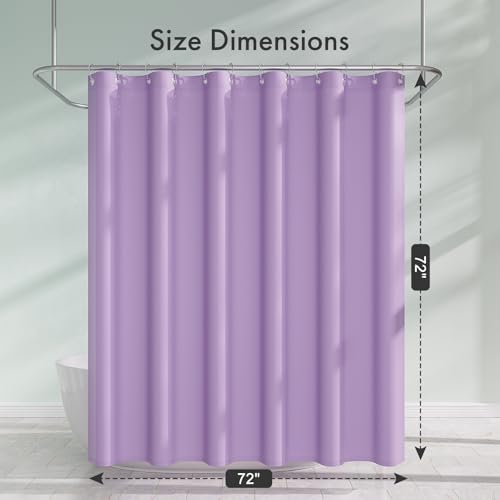 Lavender Purple Shower Liner Cloth Waterproof, Soft Shower Curtain Liner Fabric with Weighted Stones, Washable Shower Curtain and Liner 2-in-1, 120G Heavy Duty, 12 Grommet Holes, 72 x 72 Inches - color: Lavender Purple, size: 72"W x 72"L (Pack of 1)