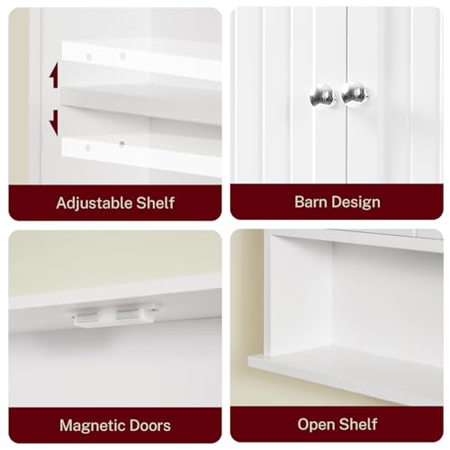 Medicine Cabinet with Adjustable Shelves and Towel Rack, Wall Mounted Bathroom Cabinet Over the Toilet Storage for Bathroom, Living Room, White - color: Unggx005w