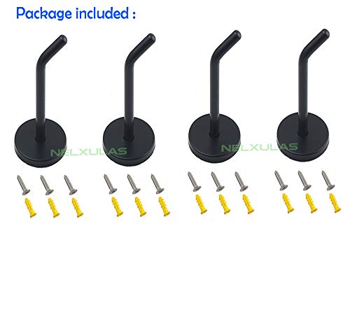 Classic Black Stainless Steel Heavy Duty Coat Hook, Durable Robe Hanger Wall Mount Hook, Perfect Touch Your Bathroom, Bedroom, Closets, Wardrobe, Kitchen (8", 4 PCS) - size: 8", 4 PCS
