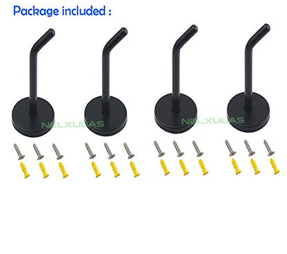 Classic Black Stainless Steel Heavy Duty Coat Hook, Durable Robe Hanger Wall Mount Hook, Perfect Touch Your Bathroom, Bedroom, Closets, Wardrobe, Kitchen (8", 4 PCS) - size: 8", 4 PCS