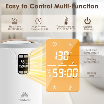 Towel Warmer, 20L Towel Warmers for Bathroom with LED Display for Time and Temperature, Bucket-Style Warmer with Delay Timer 0.5-24H, Heating Time 30/60/90 Mins, Child Lock