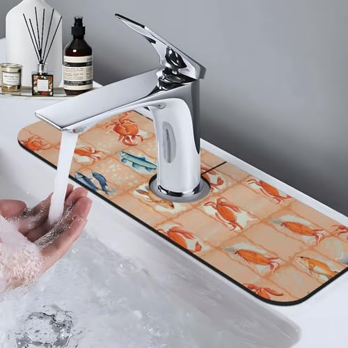 On The Cape Coastal Summer Kitchen sink faucet pad, strong water absorption, anti slip, easy to clean, very suitable for splash and drip prevention, suitable for kitchens and bathrooms - color: On The Cape Coastal Summer