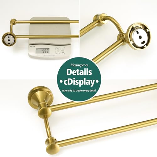Hoimpro Double Towel Bar Towel Rack for Bathroom Wall Mounted Brushed Gold | Adjustable 16-26 In,Wall Mounted Towel Holder, Stainless Steel, Rustproof, Towel Rod Hanger Hardware Accessories Hotel - color: Brushed Gold