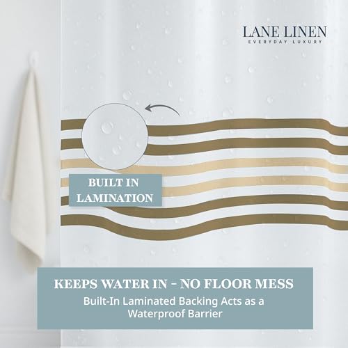 LANE LINEN Waterproof Shower Curtain - 72W x 72H - 2 in 1 Fabric Design with Built in Laminated Inner Layer - No Liner Needed - Quick Dry & Machine Washable - Header with Rust Proof Grommets - Beige - color: Laminated - Beige, size: 72"W x 72"L (Pack of 1
