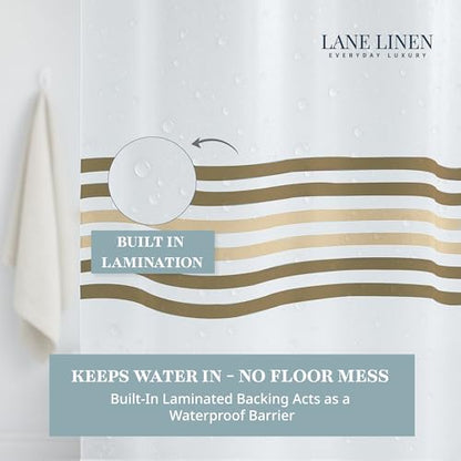 LANE LINEN Waterproof Shower Curtain - 72W x 72H - 2 in 1 Fabric Design with Built in Laminated Inner Layer - No Liner Needed - Quick Dry & Machine Washable - Header with Rust Proof Grommets - Beige - color: Laminated - Beige, size: 72"W x 72"L (Pack of 1